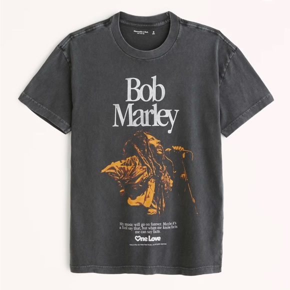Abercrombie & Fitch Gray Bob Marley Graphic Tee - Picture 1 of 5